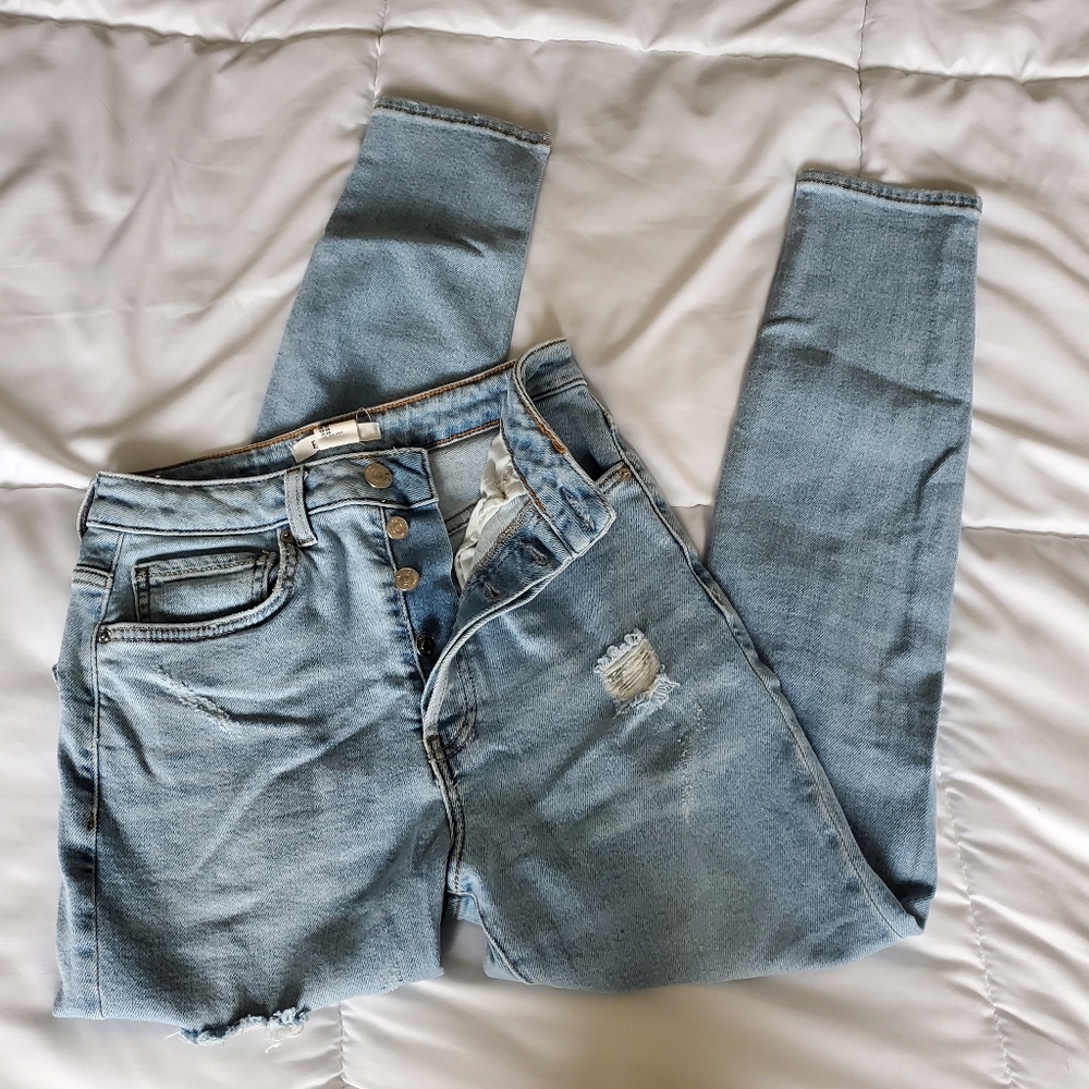 Forever 21 High Waisted Distressed Jeans